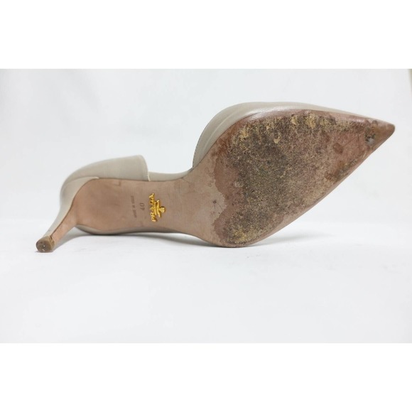 PRADA Women Heels 3.5" Stilleto Pumps Milano Pointed-Toe Nude Beige 10US/7UK/40E - Picture 6 of 11